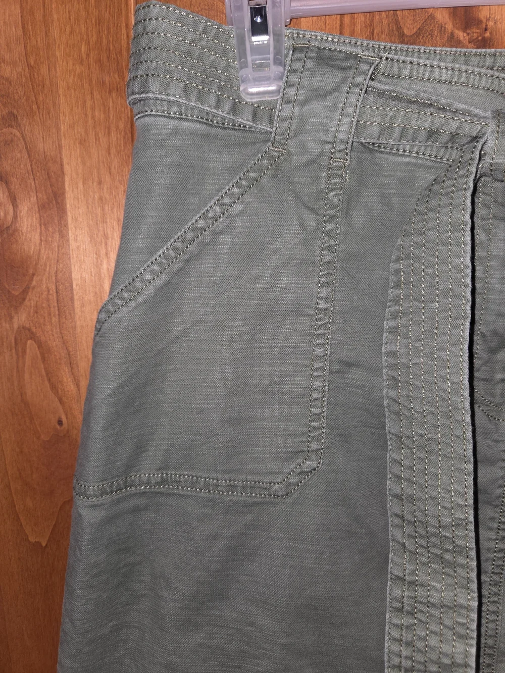 Talbots Olive Green Cotton Belted Mini Skirt‎